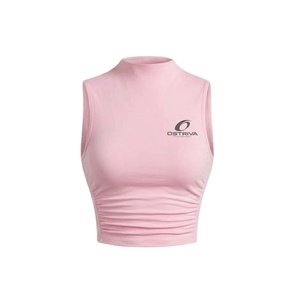 Wholesale Rate Custom Women's Knitted Tank <b>Tops</b> 100% Polyester Solid Regular Fit Casual Sleeveless Heat-Transfer Printed - Product Image 1