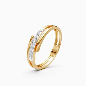 Anillo de barra de diamantes con banda dividida de diamantes cultivados en laboratorio de 0.14 quilates en oro amarillo, blanco y rosa de 9 quilates - Product Image 1