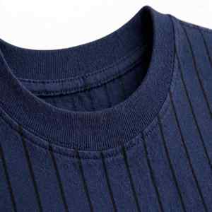 NEXTEX Unisex Pinstripe <b>T</b> <b>Shirt</b> <b>Navy</b> <b>Blue</b> Soft Cotton Jersey Crew Neck Casual Tee <b>Shirt</b> - Product Image 5