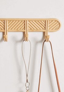 Handmade Rattan Wall <b>Hook</b> Rack Natural Woven Coat Hat Bag Holder Wall Mounted Organizer for Entryway Bedroom Decor - Product Image 5