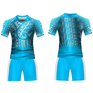 ชุดทีมรักบี้สำหรับผู้ชาย ออกแบบเองได้ เสื้อกีฬาและกางเกงขาสั้นผ้าโพลีเอสเตอร์ ทนทาน สวมใส่สบาย สำหรับการฝึกซ้อมและการแข่งขัน - Product Image 3