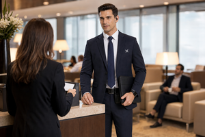 Uniformes d'aviation personnalisés à manches longues pour pilotes et personnel de cabine |   Bleu marine |   Uniforme du superviseur des services du salon d'accueil aéroportuaire pour hommes - Product Image 6