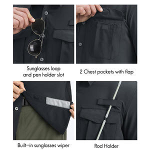 เสื้อเชิ้ตตกปลาสำหรับผู้ชาย สไตล์ลำลอง น้ำหนักเบา เหมาะสำหรับกิจกรรมกลางแจ้ง ปกพับได้ คุณภาพดีเยี่ยม - Product Image 5