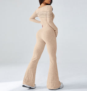 Nouvelle Collection 2026 : Combinaison de Sport Femme Sans Manches Côtelée Sans Couture, Personnalisable avec Logo, pour Gym, Entraînement et Yoga, Coupe Évasée, Très Respirante et Élastique - Product Image 3