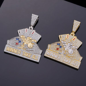 Pendentif en Argent 925 avec Diamant de Laboratoire, Cartes à Jouer Givrées, Motif Gagnant au Poker Casino, Symbole de Fortune et de Parure Audacieuse - Product Image 5