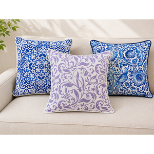 Luxury Botanical Printed Cotton Cushion <b>Cover</b> | Contemporary <b>Throw</b> Pillow <b>Cover</b> for <b>Sofa</b>, Bed & Home Styling - Product Image 4