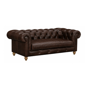Genuine Leather Chesterfield <b>Sofa</b> Three Seat Tufted Back Rolled Arm Traditional Style Living Room <b>Sofa</b> Leather <b>Sofa</b> - Product Image 1