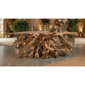 Mesa Consola ARTERRA de Madera Maciza de Raíz de Teca con Base de Patas, Diseño de Forma Libre, Estilo Rústico de Lujo para Sala de Estar o Apartamento - Product Image 4