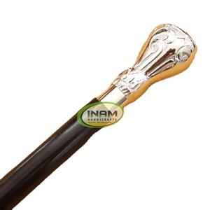 Canne de marche en bois avec poignée en laiton/canne de marche en bois avec poignée de bouton design/canne en bois pour personnes âgées - Product Image 1