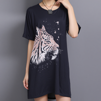 Ensemble de pyjama pour femmes à manches courtes et longues, imprimé animal, doux et confortable, respirant, 100% coton éponge, OEM personnalisé