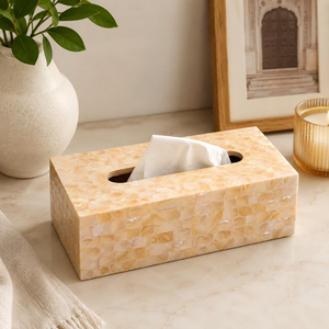 Boîte à mouchoirs en bois blanc vintage artisanale, support décoratif de luxe pour le bureau et les hôtels - Product Image 6
