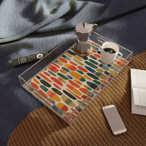 Plateau de service en acrylique au design coloré, élégant et transparent, vaisselle artisanale pour la maison, plateau de service pour jus et verres - Product Image 1