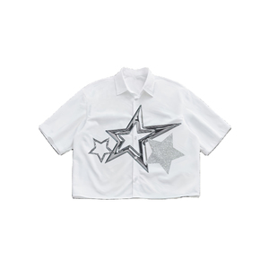 T-shirt court ample pour homme en coton épais, style streetwear, avec broderie personnalisée et motifs graphiques, vêtement de mode - Product Image 6