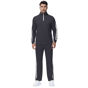 Chándal negro con cremallera completa y logotipo personalizado para hombre, ropa deportiva informal de color sólido, pantalones de cuello alto y manga larga - Product Image 2