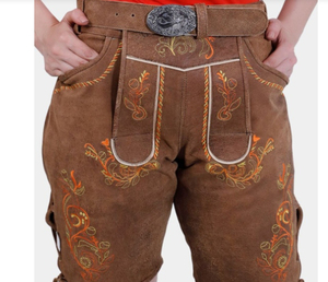 Women Trachten Lederhosen Traditional Bavarian Leather Shorts Oktoberfest Wear Lederhosen Damen Bavarian Style - Product Image 1