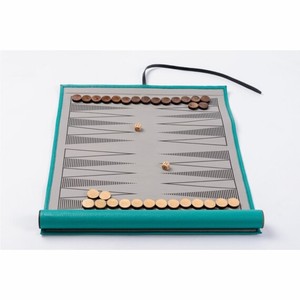 Jeu de backgammon de voyage enroulable en cuir PU de luxe personnalisé, ensemble de backgammon portable en cuir, vente en gros de jeux de backgammon - Product Image 1