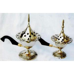 Article religieux Diffuseur de parfums Brûleur d'encens en laiton pur poli brillant avec poignées Festival Mariage Décor Artisanat - Product Image 1