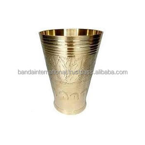 Beautiful Engraving Design Brass Drinking <b>Glasses</b> With Polish And Gold Color Finished Metal Water <b>Glass</b> - Product Image 1