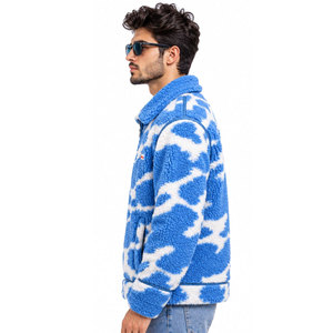 Online Selling Blue Camouflage <b>Fleece</b> Jacket Zipper Closure Turn-down Collar Casual Winter Wear Regular Fit Knitted <b>Sherpa</b> Coat - Product Image 4