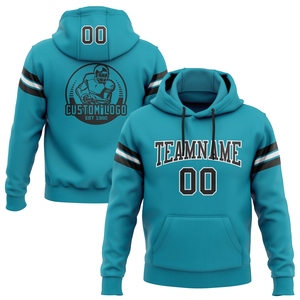 เสื้อฮู้ดดี้ฟุตบอลสีเขียวอมฟ้า ดำ-ขาว แบบใหม่ ออกแบบเอง ตัดเย็บโดยตรงจากโรงงาน ผลิตจากโพลีเอสเตอร์/คอตตอน สำหรับผู้ชาย ขายส่ง - Product Image 1