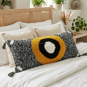 Moroccan Tufted Pillow Cover 12x20 Decorative Multi Yellow Tassel <b>Floor</b> Cushion Luxury <b>Sofa</b> Throw Tufted Boho Style Pillowcase - Product Image 4