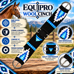 EQUIPO Correa de Cuello para Caballo con Diseño Personalizable, Rayas Beige, Naranja y Azul, Cuero y Lana, Anillos Metálicos Ajustables - Product Image 2