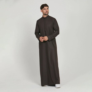 Customized Muslim Pakistan <b>Men's</b> Jubba Anti-Static Polyester Fabric Embroidery V Neck Long Sleeve Loose Fit Jubba Kurta <b>Thobe</b> - Product Image 2