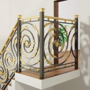 Pièces de rampe d'escalier décoratives en acier inoxydable et en fer forgé de qualité supérieure pour maisons modernes - Système d'escalier durable et résistant à la rouille - Product Image 2