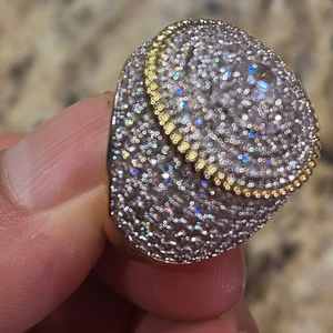 Bague pour homme en argent sterling 925, avec moissanite centrale rotative, entièrement sertie de moissanites, large et imposante, style hip-hop, bijoux en diamant de laboratoire - Product Image 2