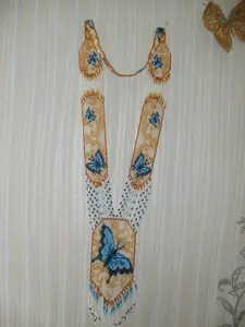 สร้อยคอประดับลูกปัดลายผีเสื้อแบบดั้งเดิม, ประดับด้วยลูกปัด | เชื้อชาติ | ชนเผ่า | สร้อยคอสีขาวและสีดำ | ไม่เหมือนใคร | สร้อยคอผู้หญิงแอฟริกันพร้อมต่างหู ของขวัญ - Product Image 3