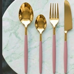 Couverts élégants et durables en acier inoxydable avec poignée rose, plaqués couleur or champagne, pour la maison, l'hôtel, le restaurant, les mariages et l'usage quotidien - Product Image 4