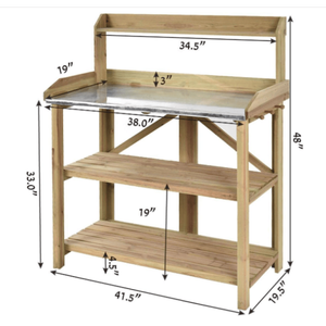 Panca da Giardino in Legno con Stazione di Lavoro per Conservazione Attrezzi - Product Image 5