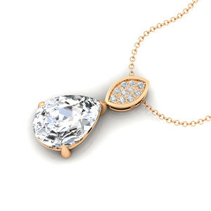 Collar con Colgante Solitario de Oro de 14K, 3 Quilates, Diamante de Laboratorio en Forma de Pera de 12*8mm, D VVS2, con Engaste de 3 Garras, para Boda o Fiesta - Product Image 5