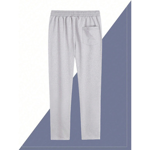 Men's Gray Cotton Sweatpants Elastic Waist Drawstring Casual Joggers Side Pockets Midweight Autumn Wear - Product Image 2