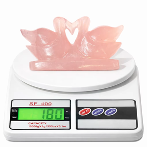 Wholesale Natural Rose Quartz Gemstone Swan Pair Carving Duck Love Birds <b>Statue</b> Feng Shui Healing Home Decor Gift - Product Image 2
