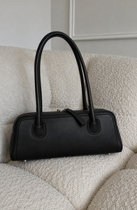 Black Vintage Fashion PU Pebbled Leather Structured <b>Shoulder</b> <b>Bag</b> with Single <b>Strap</b> Zipper Closure for Daily Commuting & Travel - Product Image 5