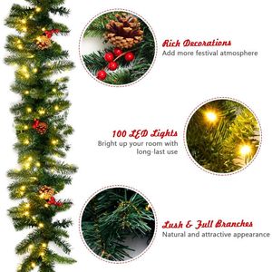 Ghirlanda Natalizia Artificiale Preilluminata da 2,7 Metri con Bacche Rosse a LED - Categoria Prodotti Ghirlande e Corone - Product Image 3