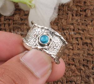 Anillo de Plata de Ley 925 con Topacio Azul de Londres Natural, Clásico, para Aniversario de Bodas, Apilable, para Mujer, Venta al Por Mayor - Product Image 4