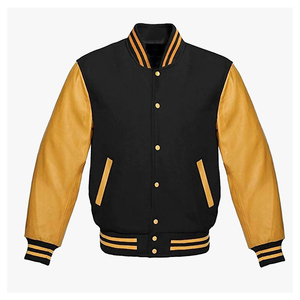แจ็คเก็ต Letterman คุณภาพสูงสำหรับผู้ชาย แจ็คเก็ต Varsity ผ้าขนสัตว์ 100% หนังแท้ สำหรับฤดูหนาว ออกแบบเองได้ แจ็คเก็ตเบสบอลสำหรับผู้ชาย - Product Image 1