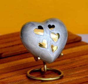 Distinctive Brass Heart Shape <b>Memorial</b> Ash <b>Keepsake</b> Urn Tribute Holder Designed With Decorative Fine Surface Finish - Product Image 2