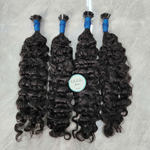 E100g Luxury Raw Virgin Vietnamese Keratin Stick Prebonded Remy Yaki Kinky Straight Human Extensions Super Double Drawn I-Tip - Product Image 3