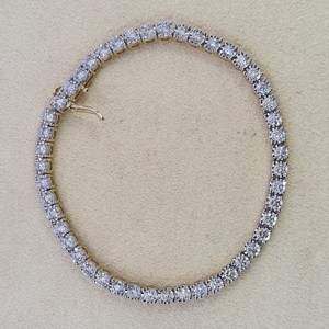 Jewelspaark 2.92 Ct Natural White Brilliant Cut Diamond Tennis Cluster Floral Claw Setting <b>Bracelet</b> 925 Sterling <b>Silver</b> Rhodium - Product Image 1