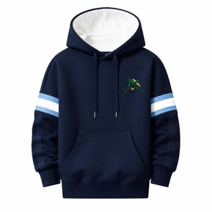 Sudadera con Capucha Personalizada con Bloques de Color, Unisex, con Mangas a Rayas y Bolsillo Tipo Canguro, OEM ODM - Product Image 4
