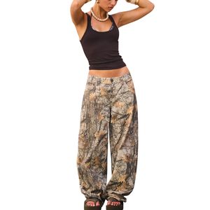 <b>Womens</b> Printed Straight <b>Pants</b> Mid Waist Loose Fit Casual Streetwear <b>Summer</b> Flat Front - Product Image 2