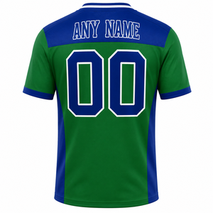 Maillot de baseball personnalisé vert et bleu, col en V, manches courtes, évacuation de l'humidité, unisexe, nom et numéro de l'équipe, impression sublimée - Product Image 2