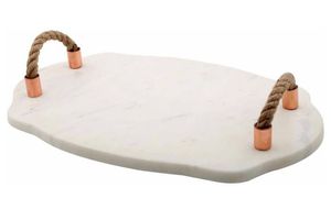 Bandeja de mármol de diseño artesanal, bandejas decorativas, bandeja de piedra, bandeja para servir, bandeja de mármol con asa metálica a precio de venta directa - Product Image 3