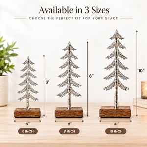 Objeto Decorativo de Metal Plateado para Árbol de Navidad sobre Base de Madera, Decoración Moderna para el Hogar, Adorno para Mesa, Exhibición Navideña - Product Image 3