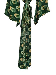 Festival Soft Ankle Length Silk Robe Multi Color Robe Night Wear Robe Indian Vintage Recycled Silk Sari <b>Kimono</b>, - Product Image 2