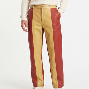 Custom <b>Men</b> Casual PU Leather Mid Waist <b>Baggy</b> Oversize <b>Trousers</b> with Side Pockets - Product Image 6