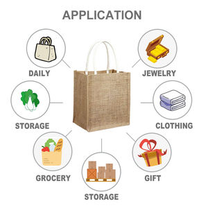 Stylish Jute Logo Tote <b>Bag</b> with Custom Design for Fashion and Retail Packaging - Product Image 3